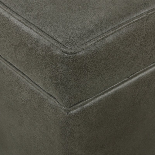 HomePop Square Transitional Faux Leather Ottoman with Lift Off Top in Gray