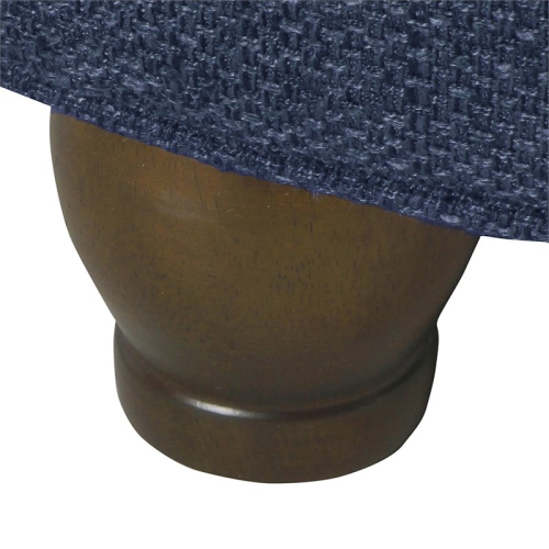 HomePop Round Traditional Wood and Fabric Large Storage Ottoman in Navy Blue