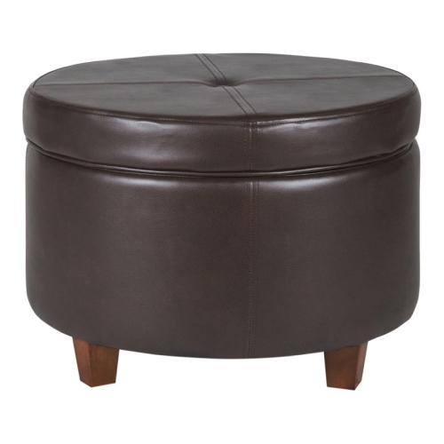 HOMEPOP  Transitional Faux Leather Large Storage Ottoman In Brown