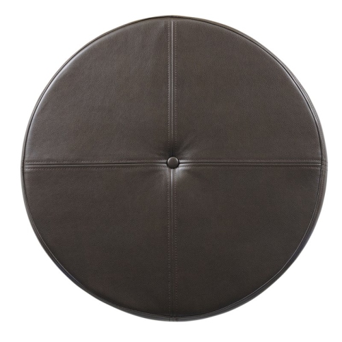 HomePop Transitional Faux Leather Large Storage Ottoman in Brown