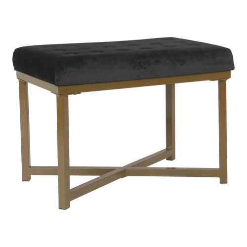 HOMEPOP  Modern Wood And Velvet Tufted Ottoman In Finish In Black