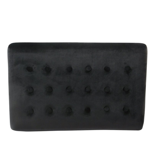 HomePop Modern Wood and Velvet Tufted Ottoman in Black Finish