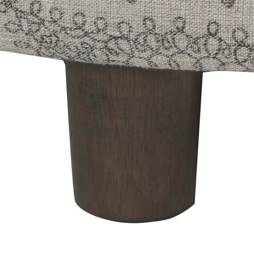 HomePop Round Transitional Wood and Fabric Storage Ottoman in Gray Medallion