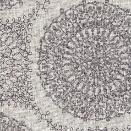 HomePop Round Transitional Wood and Fabric Storage Ottoman in Gray Medallion