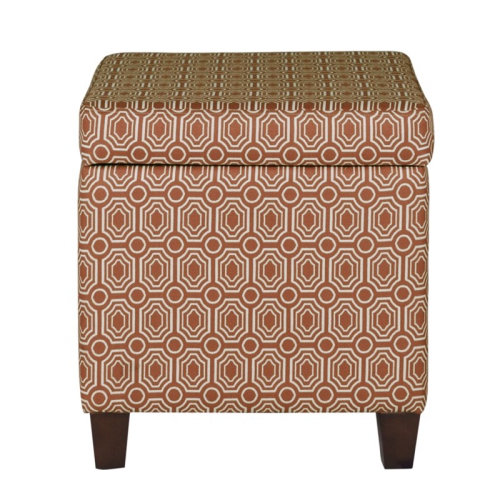 HomePop Transitional Fabric Storage Cube Ottoman in Orange Finish
