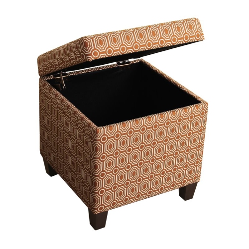 HomePop Transitional Fabric Storage Cube Ottoman in Orange Finish