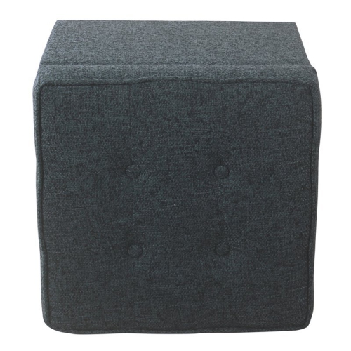 HomePop Square Transitional Wood and Fabric Storage Ottoman in Textured Navy