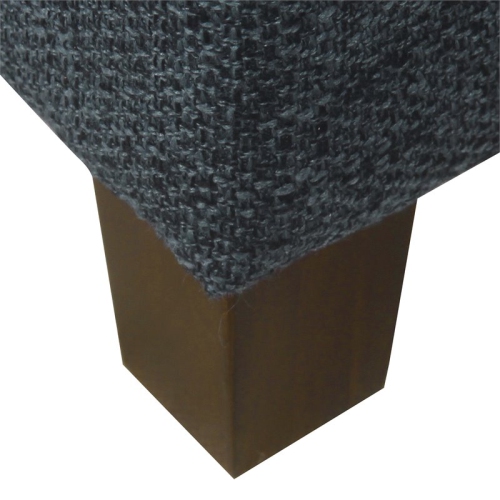 HomePop Square Transitional Wood and Fabric Storage Ottoman in Textured Navy