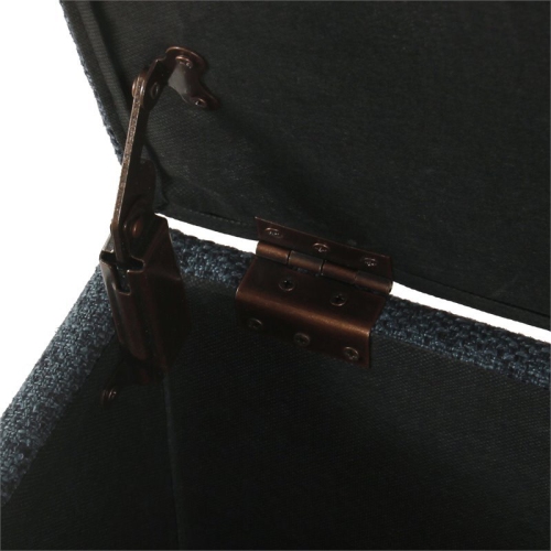 HomePop Square Transitional Wood and Fabric Storage Ottoman in Textured Navy