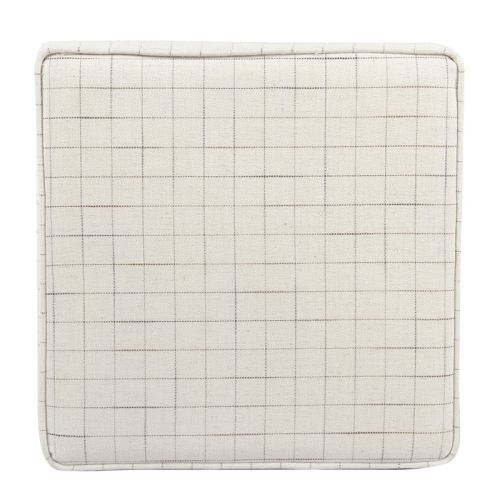 HomePop Square Transitional Fabric Windowpane Pattern Lift Off Ottoman in White