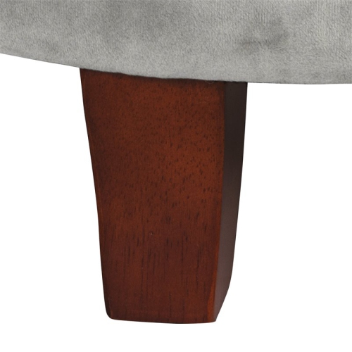 HomePop Round Transitional Wood and Velvet Ottoman with Storage in Gray