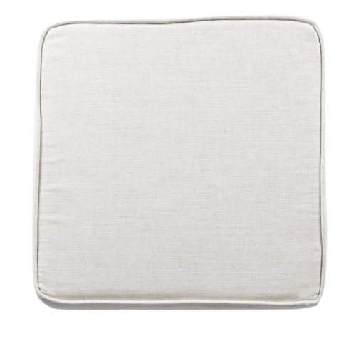 HomePop Cole Square Transitional Wood and Fabric Storage Ottoman in Cream