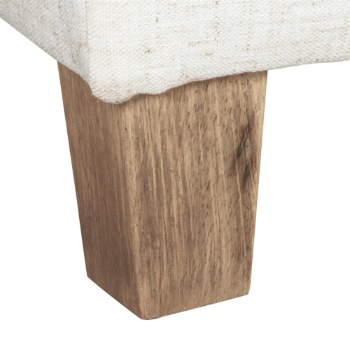 HomePop Cole Square Transitional Wood and Fabric Storage Ottoman in Cream