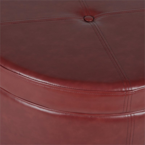 HomePop Transitional Faux Leather Large Storage Ottoman in Red