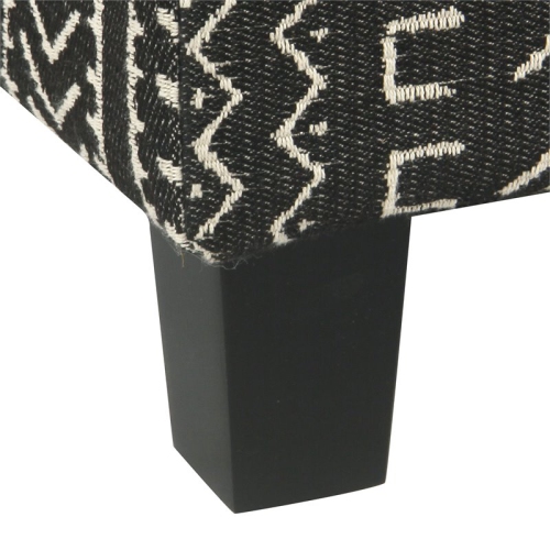 HomePop Square Transitional Wood and Fabric Ottoman with Lift Off Top in Onyx