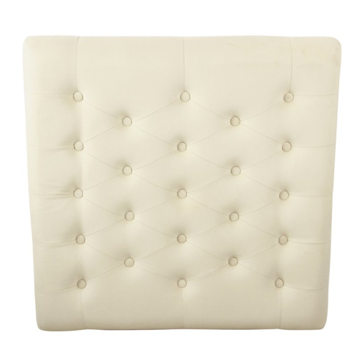 HomePop Traditional Wood and Fabric Tufted Ottoman with Storage in Cream