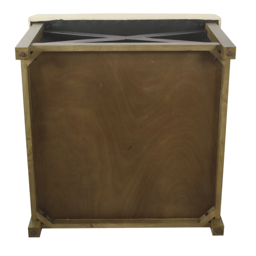 HomePop Traditional Wood and Fabric Tufted Ottoman with Storage in Cream