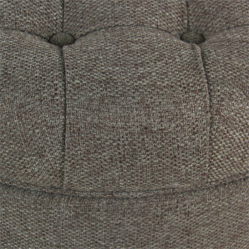 HomePop Round Traditional Wood and Fabric Large Storage Ottoman in Gray