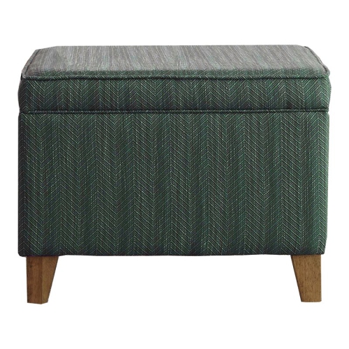 HOMEPOP  Transitional Fabric Storage Ottoman In Blue And Driftwood