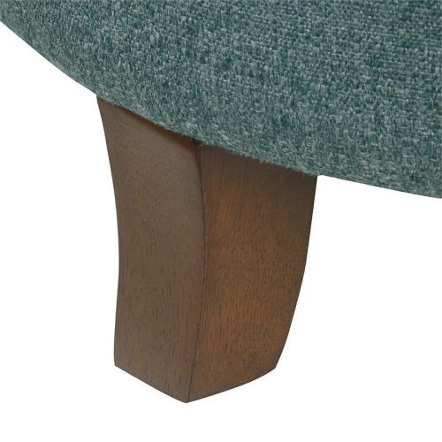 HomePop Boho Transitional Wood and Fabric Storage Ottoman in Teal Blue