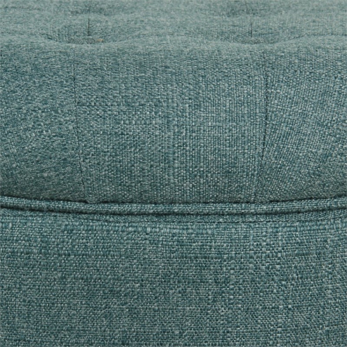HomePop Boho Transitional Wood and Fabric Storage Ottoman in Teal Blue