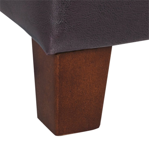 HomePop Square Transitional Wood and Faux Leather Storage Ottoman in Brown