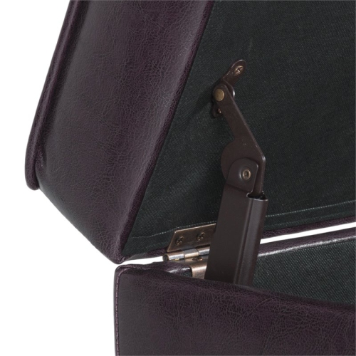 HomePop Square Transitional Wood and Faux Leather Storage Ottoman in Brown