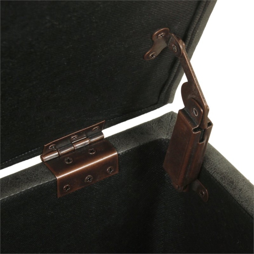 HomePop Transitional Faux Leather Storage Ottoman in Gray Finish