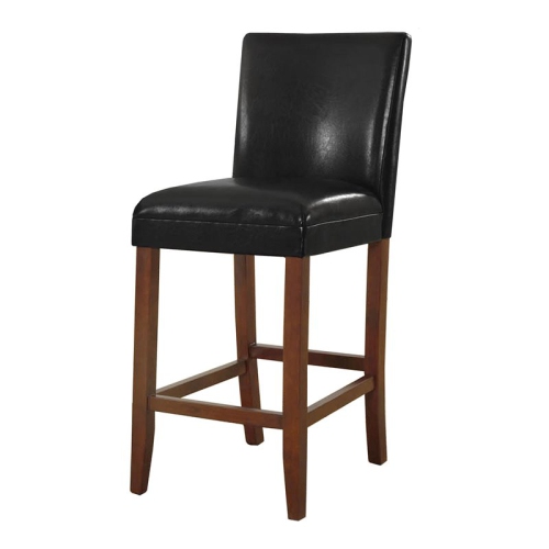 HOMEPOP  29" Traditional Wood And Faux Leather Barstool In In Black