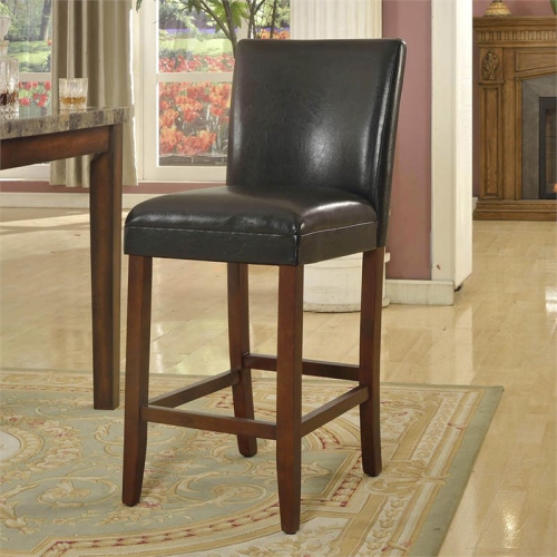 HomePop 29" Traditional Wood and Faux Leather Barstool in Black
