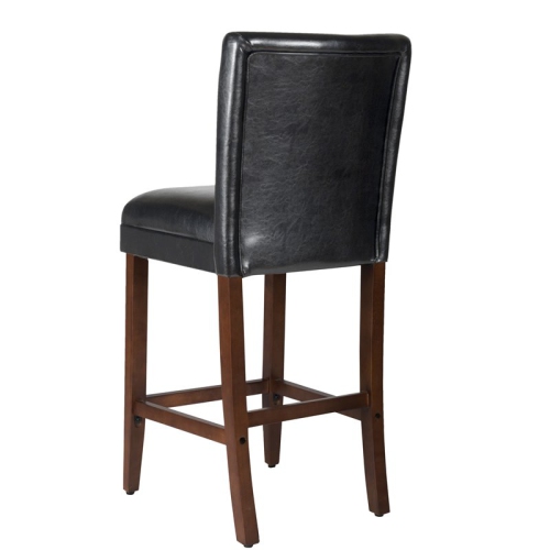 HomePop 29" Traditional Wood and Faux Leather Barstool in Black
