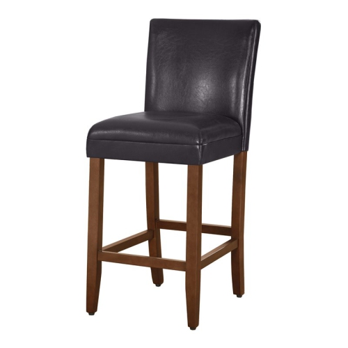 HOMEPOP  29" Traditional Wood And Faux Leather Barstool In In Brown