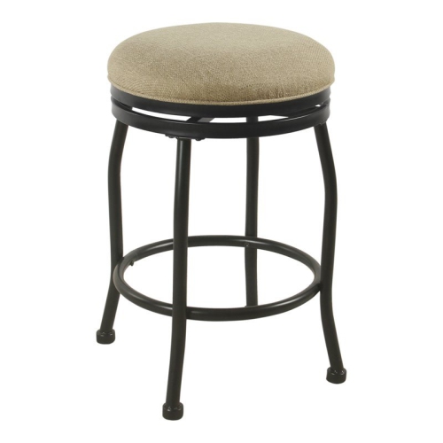 HomePop 24" Traditional Metal and Fabric Swivel Counter Stool in Flax Brown