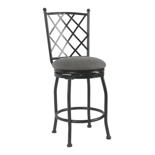 HOMEPOP  Tristan 24" Traditional Metal And Fabric Counter Stool In Finish In Gray