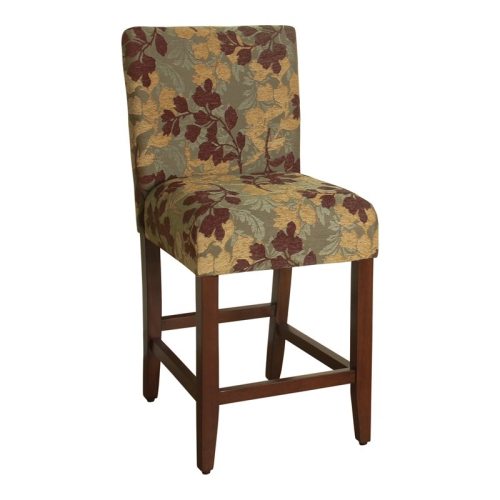 HomePop 39.5" Traditional Wood and Fabric Counter Height Barstool in Brown Tan