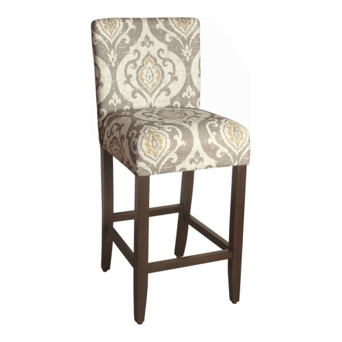 HomePop Suri 44" Traditional Wood and Fabric Barstool in Brown
