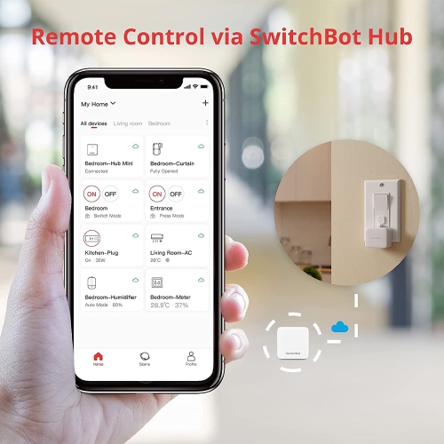 SwitchBot Bot | Smart Switch Button Pusher - No Wiring, Add SwitchBot Hub Mini to Make it Compatible with Alexa, Google Home, IFTTT, Black - 2 pack