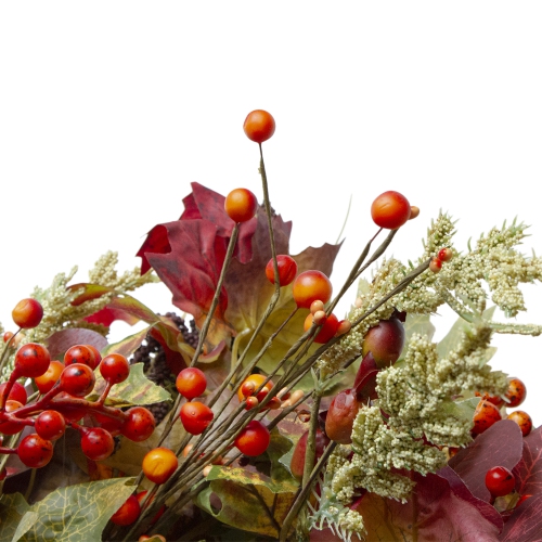 Leaves and Berries Artificial Fall Harvest Wreath - 20-Inch, Unlit