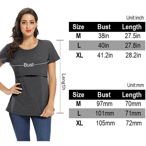 Paquet de 2 t-shirts de maternité confortables pour l’allaitement maternel de style Basic style-M/G/TG