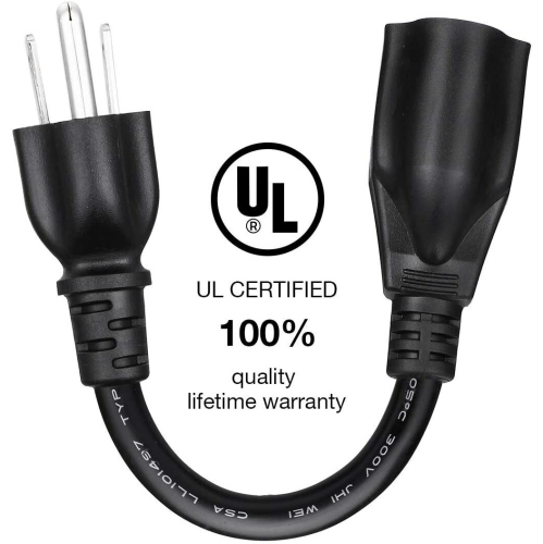 6-Inch Power Extension Cable [Heavy Duty & UL Safety Compliance] 3 6 9 12 Pack....0001