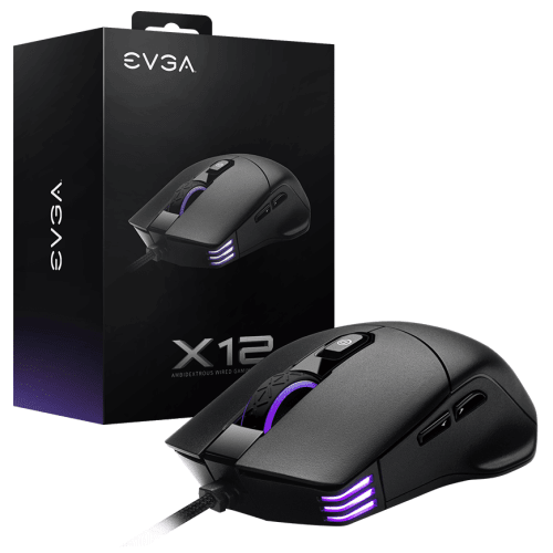 EVGA X12 Wired Pixart 3389 Optical Dual Sensor 16000DPI RGB Black Gaming Mouse