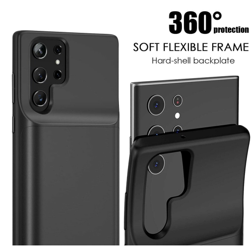 For Galaxy S22/S22 Plus/S22 Ultra Battery Charging Case Cover Power Bank, Black