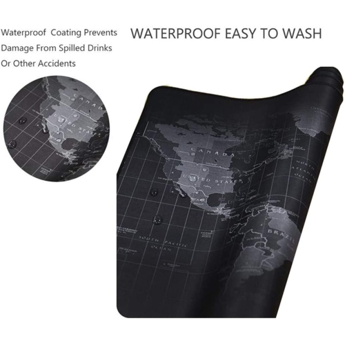 RGB Large Gaming Mouse Pad World Map Mousepad Computer Mouse Mat Anti-Slip Rubber Base Office Desk Mat Keyboard Pad
