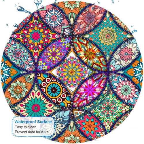 Mouse Pad, Round Mandala Mouse Mat, Cute Mouse Pad with Design, Non-Slip Rubber Base Mousepad with Stitched Edge, Waterproof Office Mouse Pad, Small