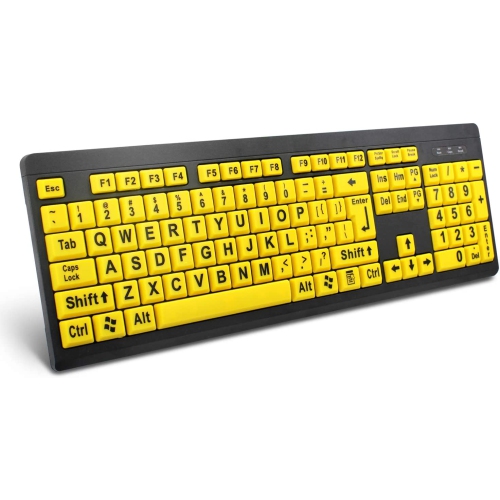 DOLAER  Large Print Computer Keyboard, Wired USB High Contrast Keyboard \w Oversized Print Letters for Visually Impaired Low Vision Individuals