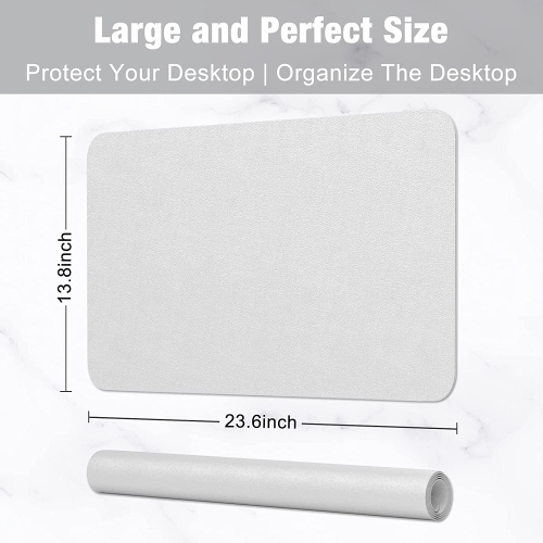 Desk Pad, 23.6' x 13.8' PU Leather Desk Mat, M Extended Mouse Pad, Waterproof Desk Blotter Protector, Ultra Thin Small Laptop Keyboard Mat, Non-Slip