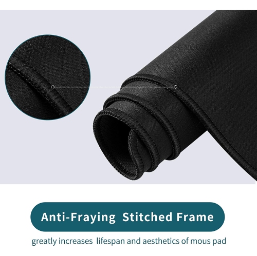 Large Gaming Mouse Pad with Non-Slip Rubber Base,Stitched Edge,Desk mat for Laptop,Computer & PC, Wristing Pad for Gamer,Office & Home,Classic Black