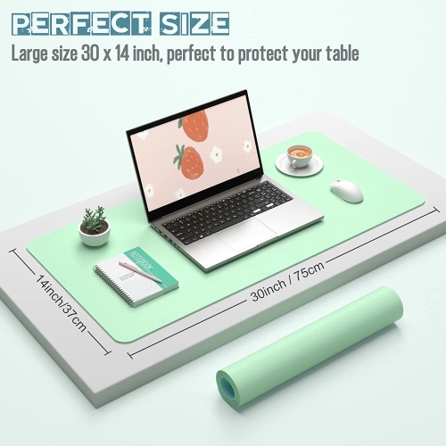Desk Pad, 30' x 14' Dual Side PU Leather Large Mouse Pad, Desk Protector, Desk Mat for Desktop, Desk Accessories for Women Office, Desk Supplies for