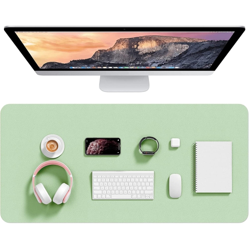 Desk Pad, 35.5' x 17' PU Leather Desk Mat, M Extended Mouse Pad, Waterproof Desk Blotter Protector, Ultra Thin Large Laptop Keyboard Mat, Non-Slip