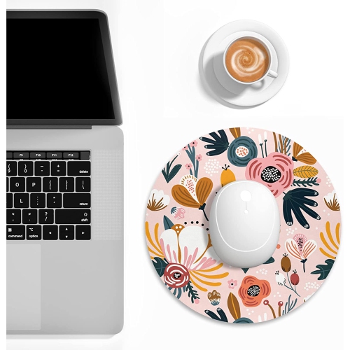 Mouse Pad, Premium-Textured Small Round Mousepad 7.9 x 7.9 Inch, Cute Mouse pad for Wireless Mouse, Waterproof Non-Slip Rubber Base Mouse Mat for